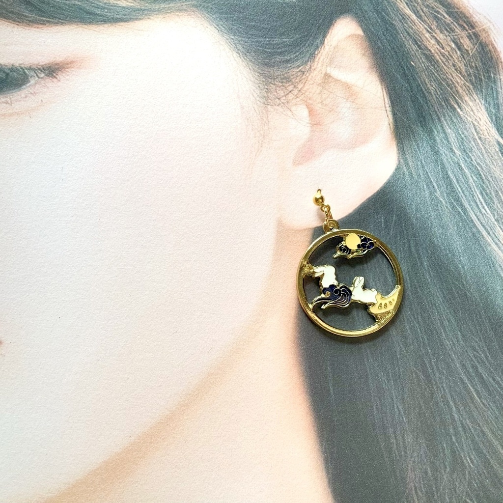 日本画風ピアス・イヤリング【金属アレルギー対応】