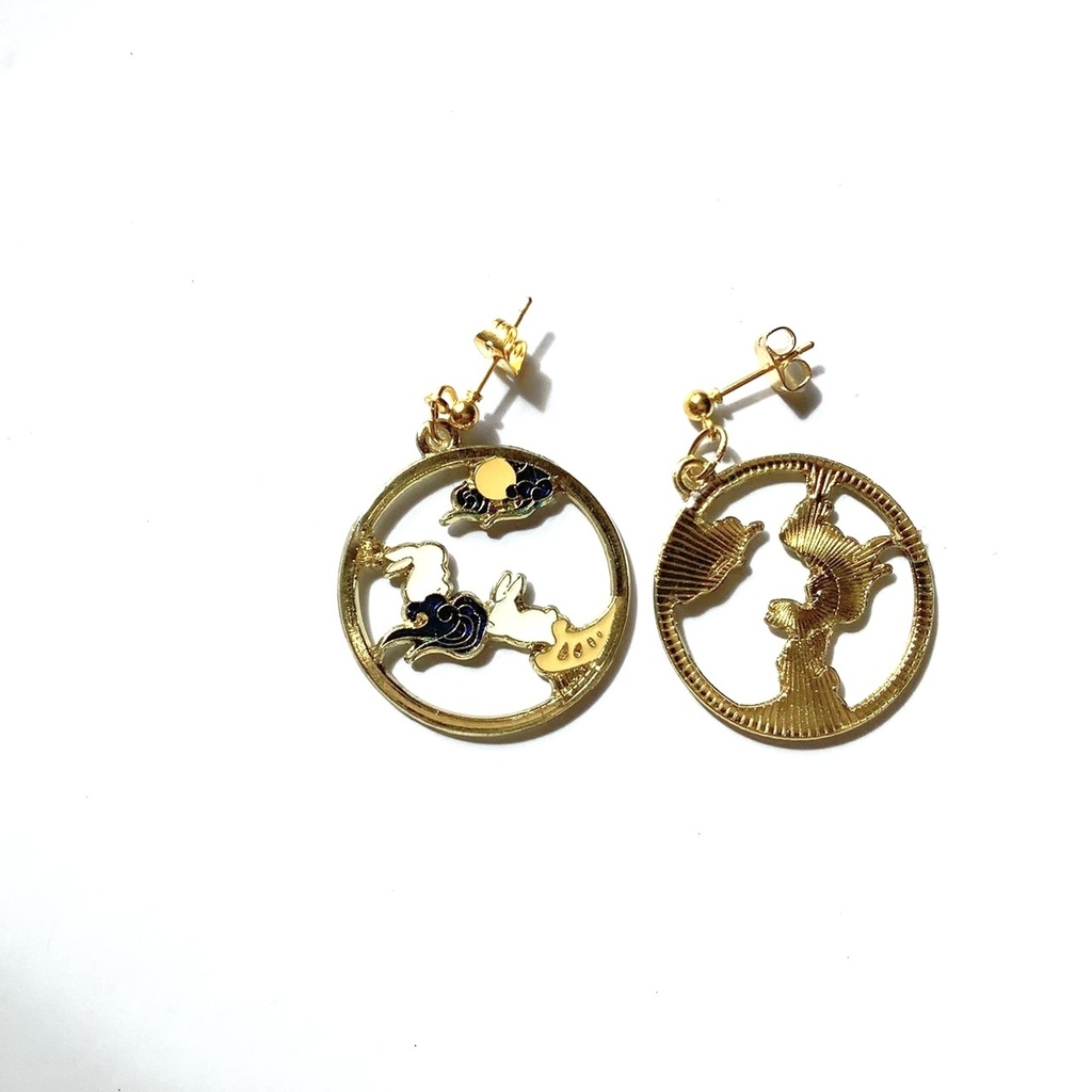 日本画風ピアス・イヤリング【金属アレルギー対応】