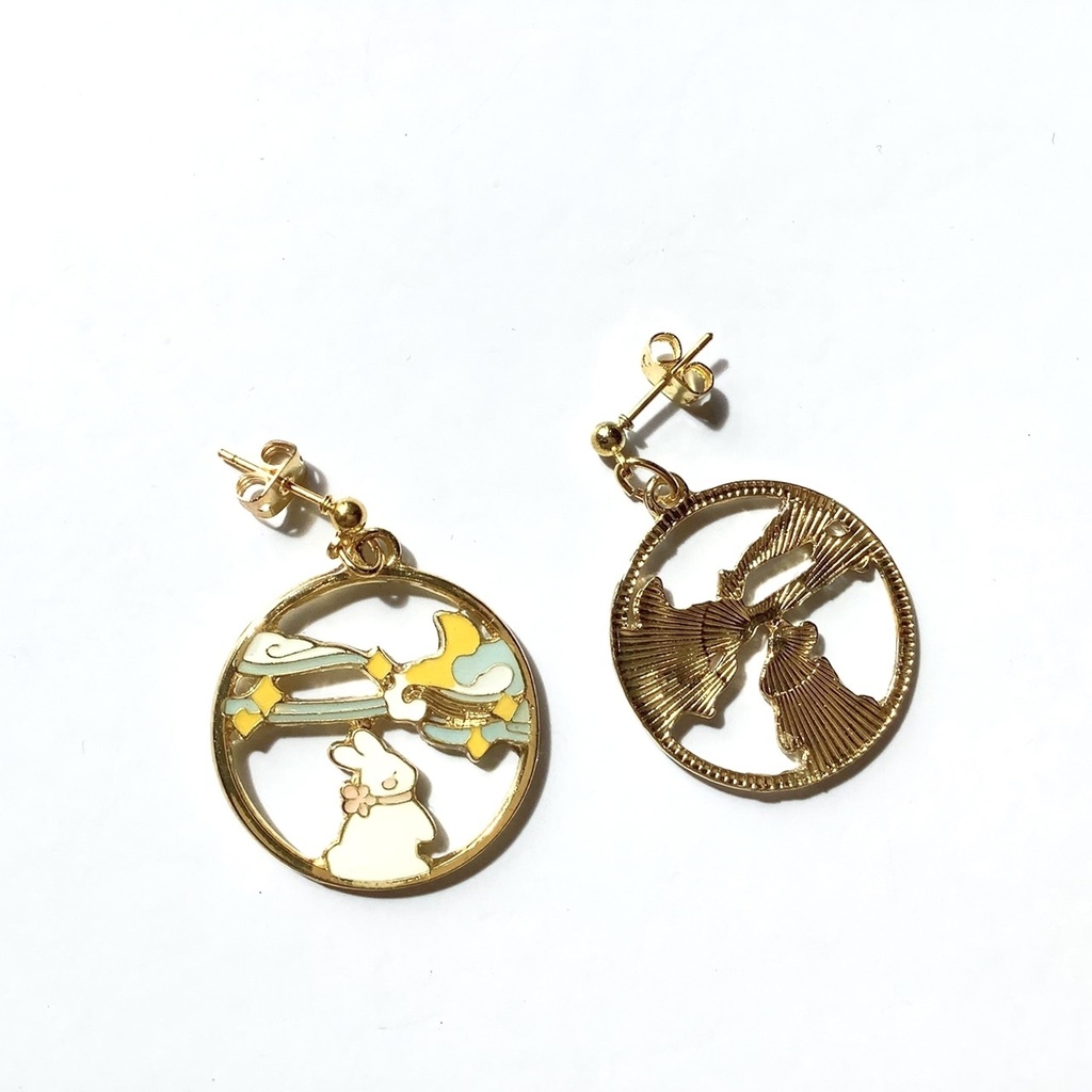 日本画風ピアス・イヤリング【金属アレルギー対応】