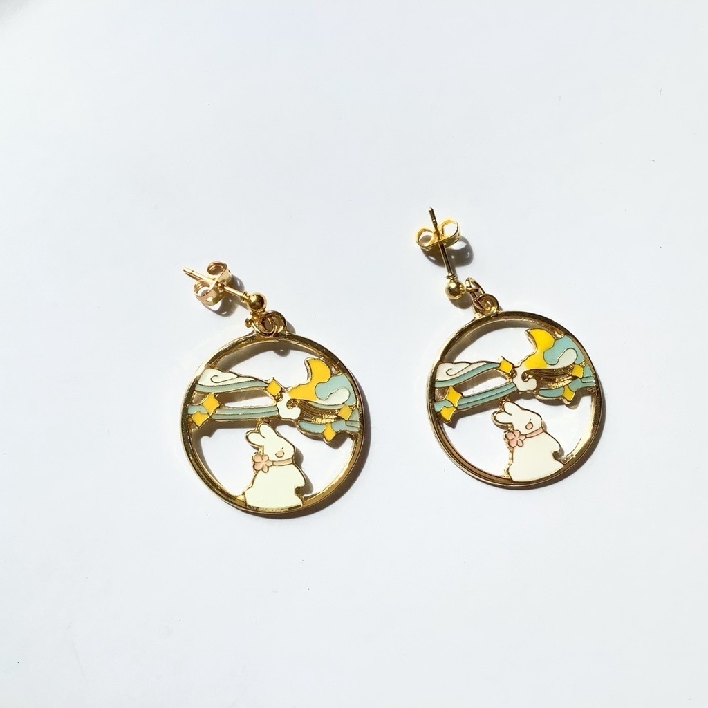 日本画風ピアス・イヤリング【金属アレルギー対応】