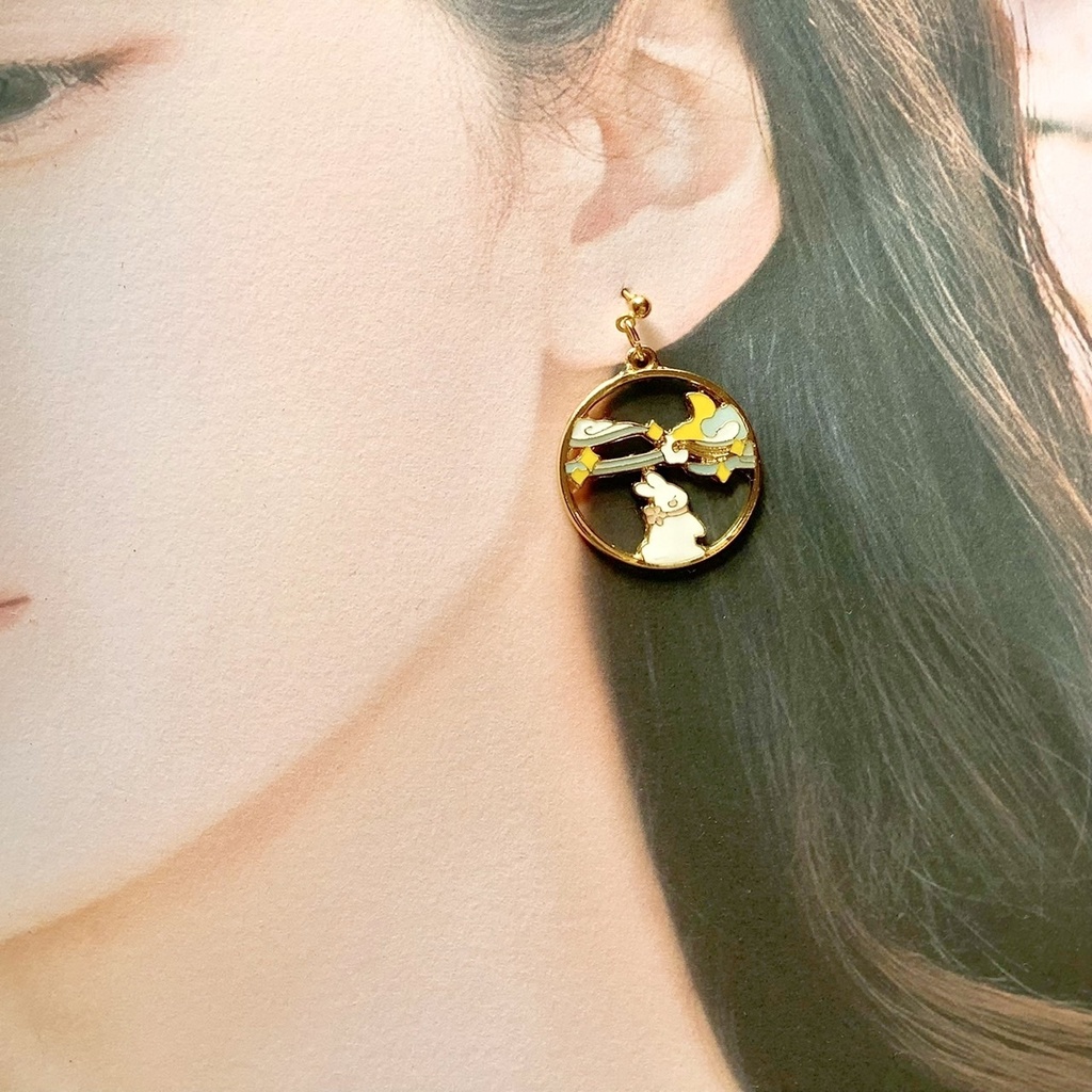 日本画風ピアス・イヤリング【金属アレルギー対応】