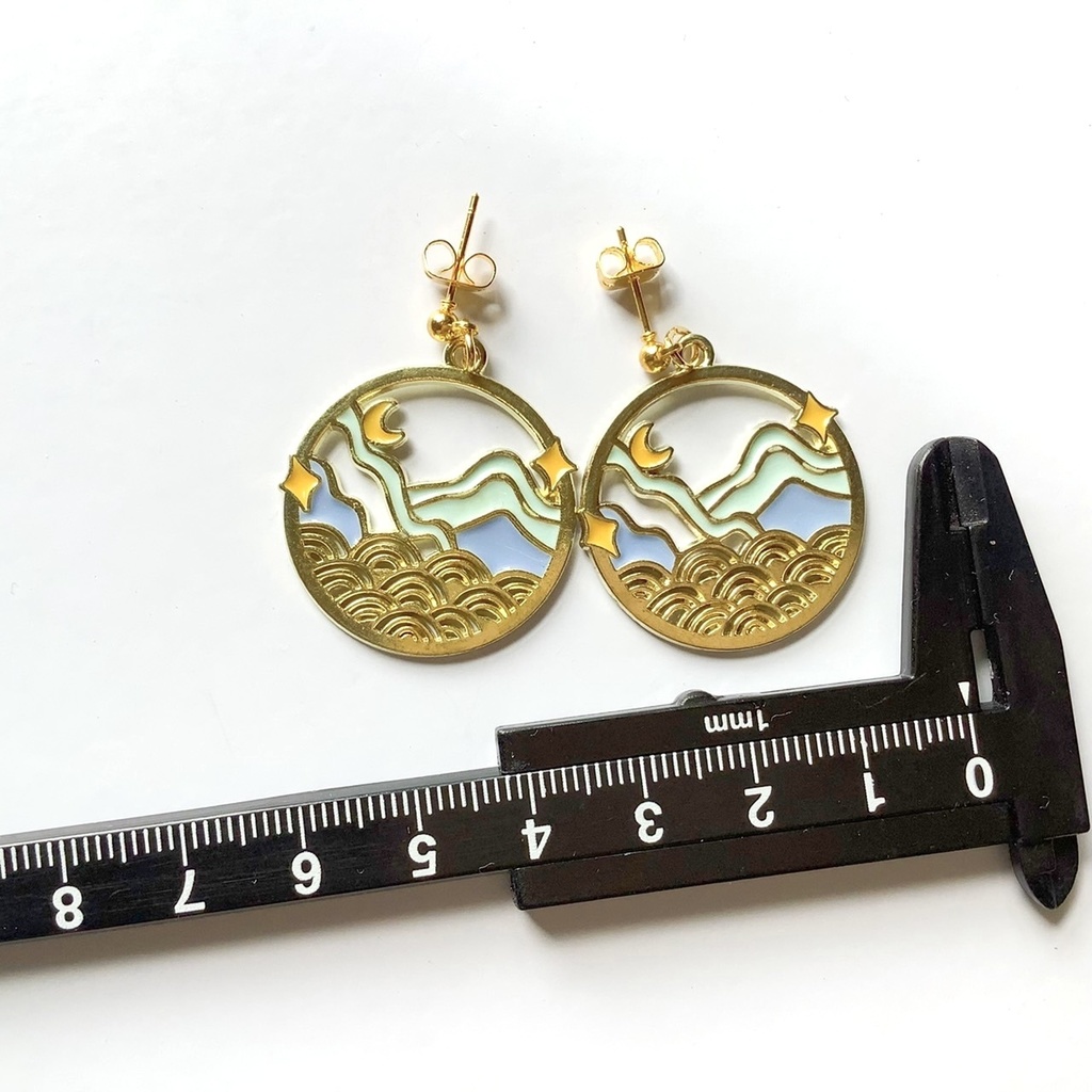 日本画風ピアス・イヤリング【金属アレルギー対応】