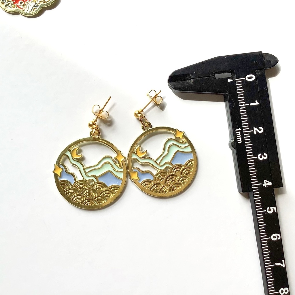 日本画風ピアス・イヤリング【金属アレルギー対応】