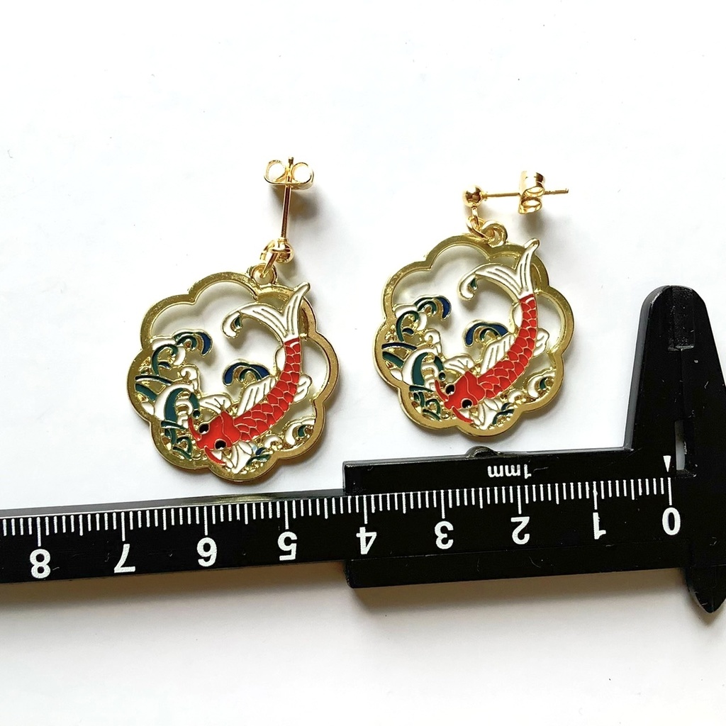 日本画風ピアス・イヤリング【金属アレルギー対応】