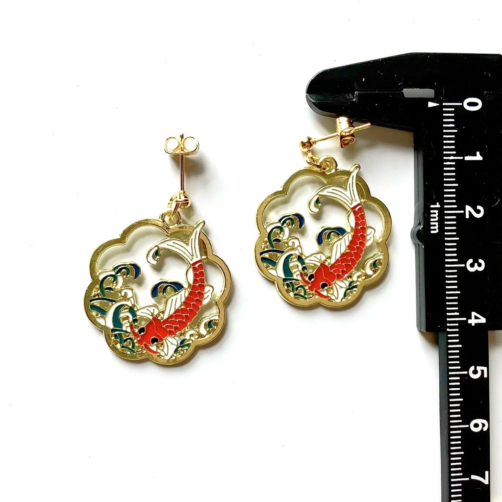 日本画風ピアス・イヤリング【金属アレルギー対応】