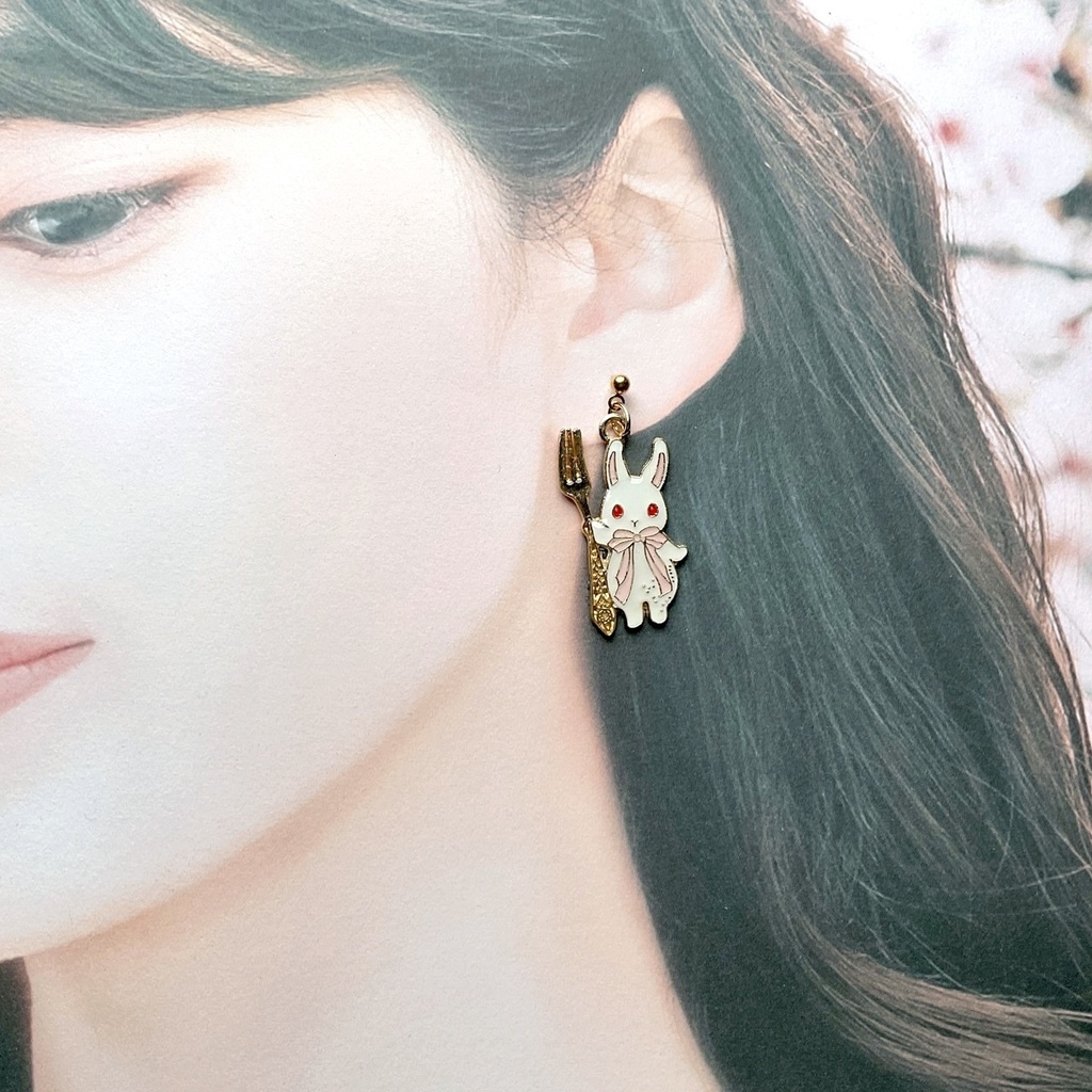 うさぎ×カトラリーピアス【イヤリング変更可】