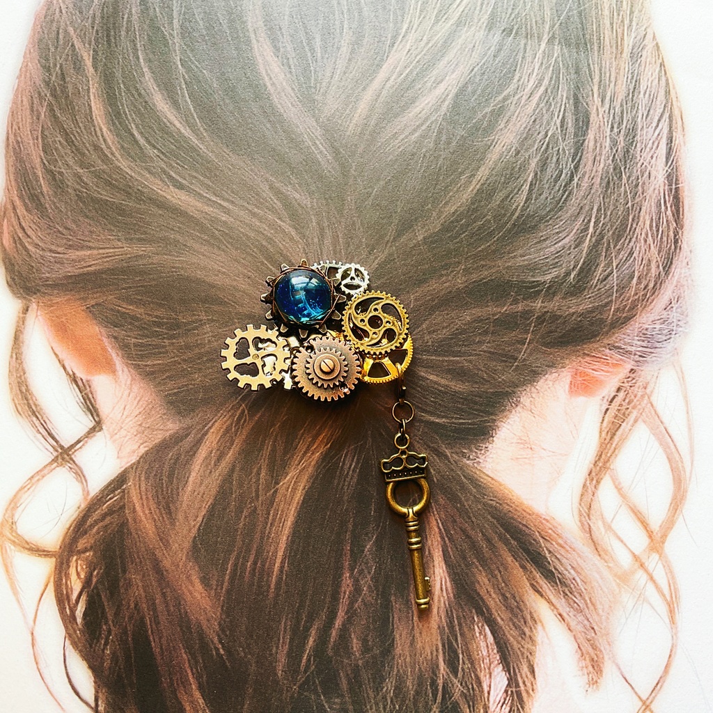 鍵付きスチームパンク風ポニーフック