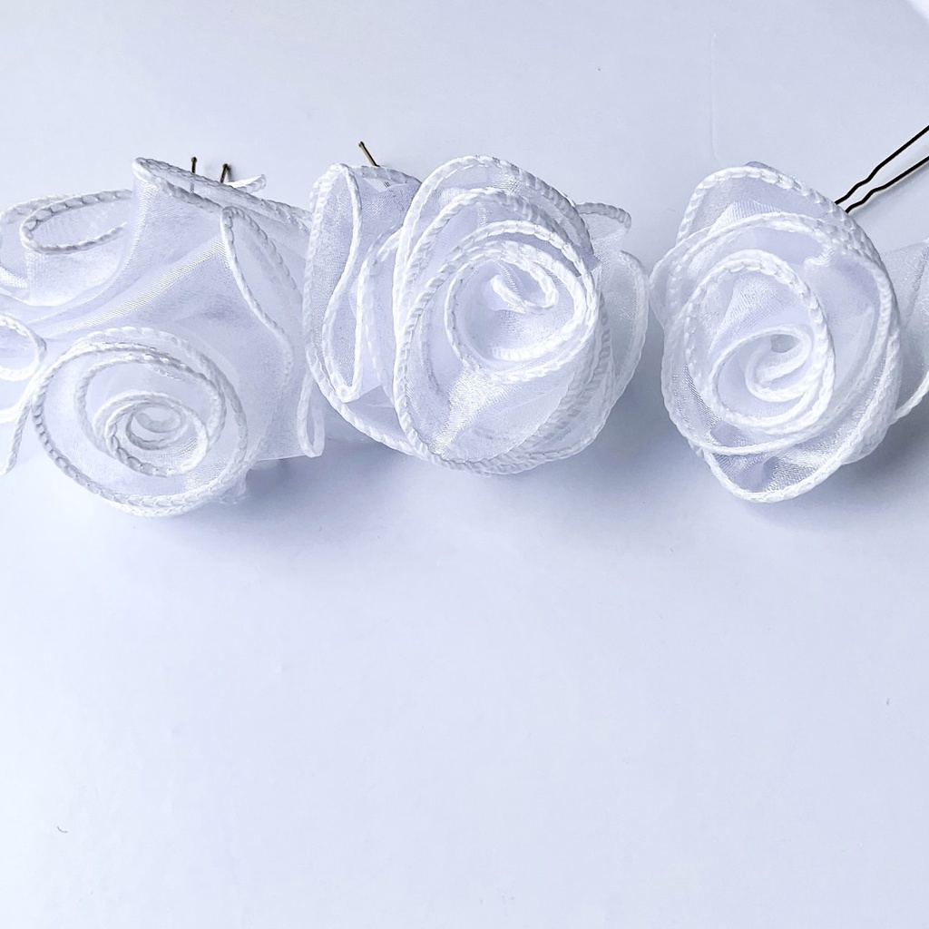 純白の薔薇 Uピンかんざし