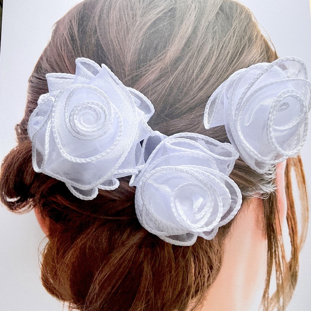 純白の薔薇　Uピンかんざし
