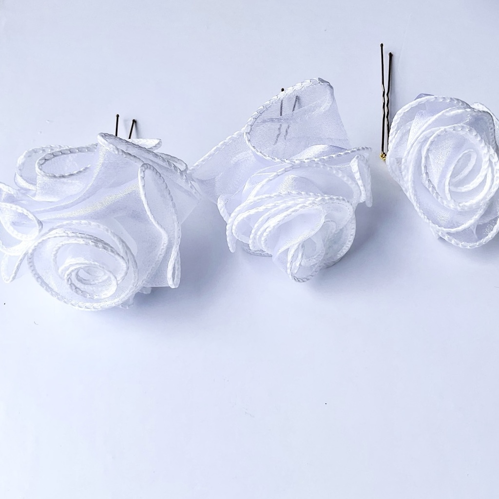 純白の薔薇 Uピンかんざし