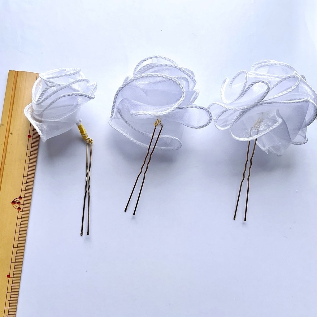 純白の薔薇 Uピンかんざし