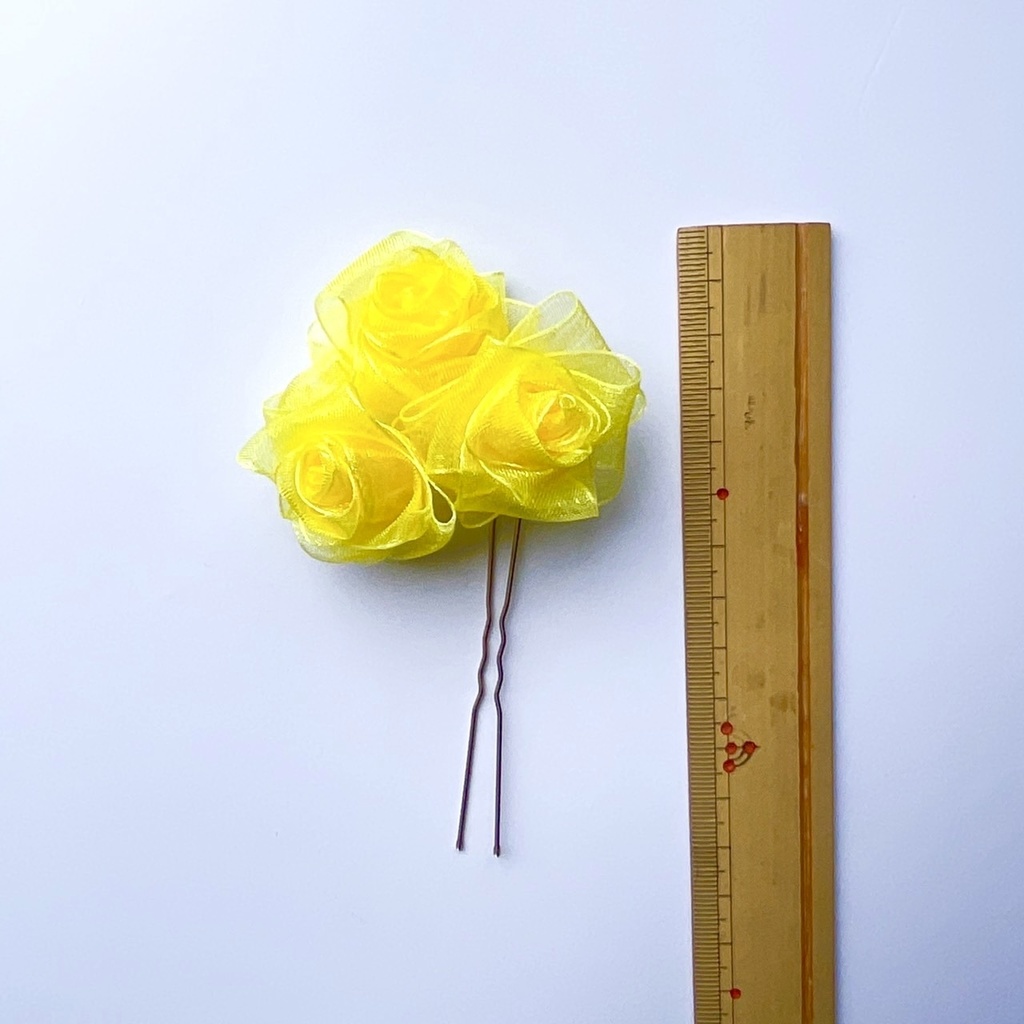 寄り添う三薔薇 Uピンかんざし