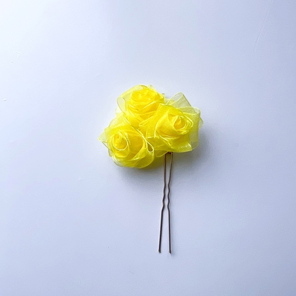 寄り添う三薔薇 Uピンかんざし