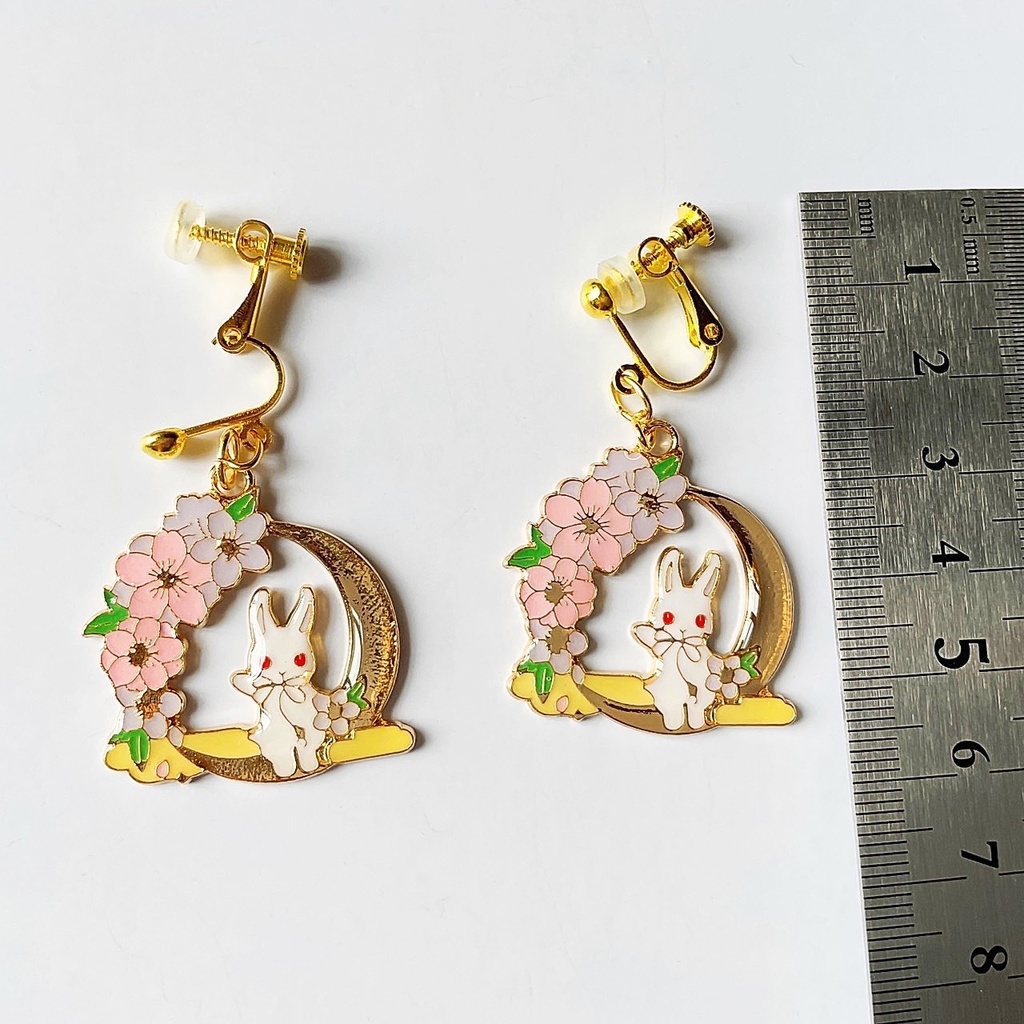 月のブランコとうさぎ 【ピアス・イヤリング】