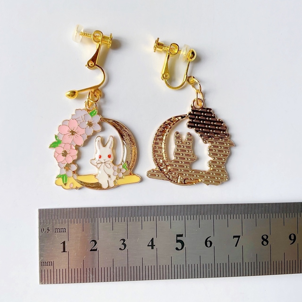 月のブランコとうさぎ 【ピアス・イヤリング】