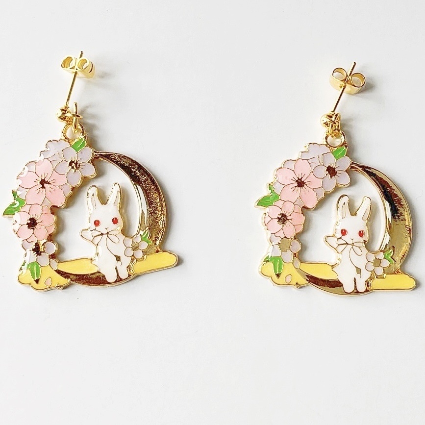 月のブランコとうさぎ 【ピアス・イヤリング】