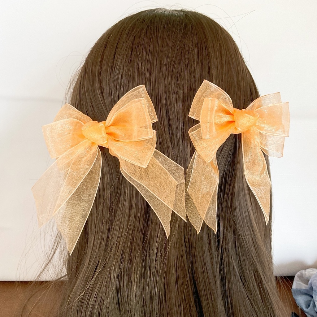2個セット　オーガンジーリボンのヘアクリップ