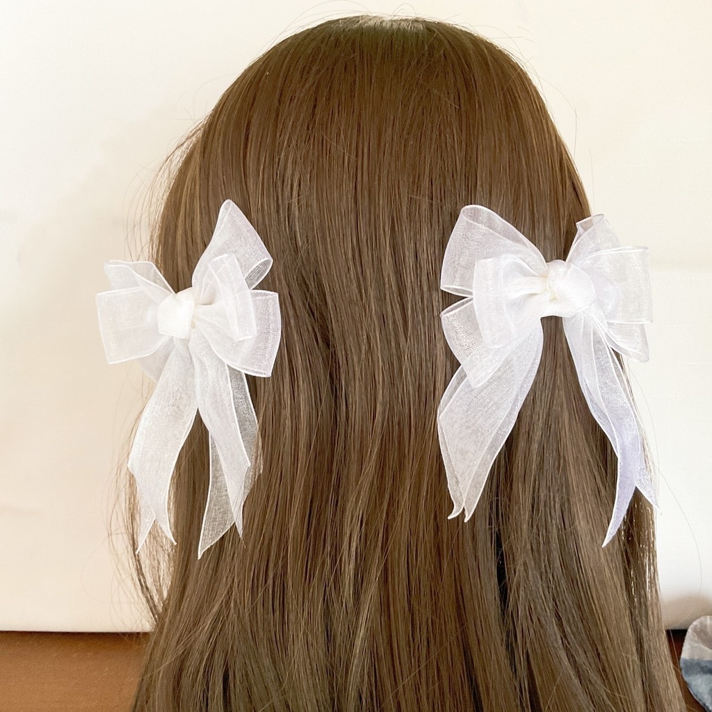 2個セット オーガンジーリボンのヘアクリップ