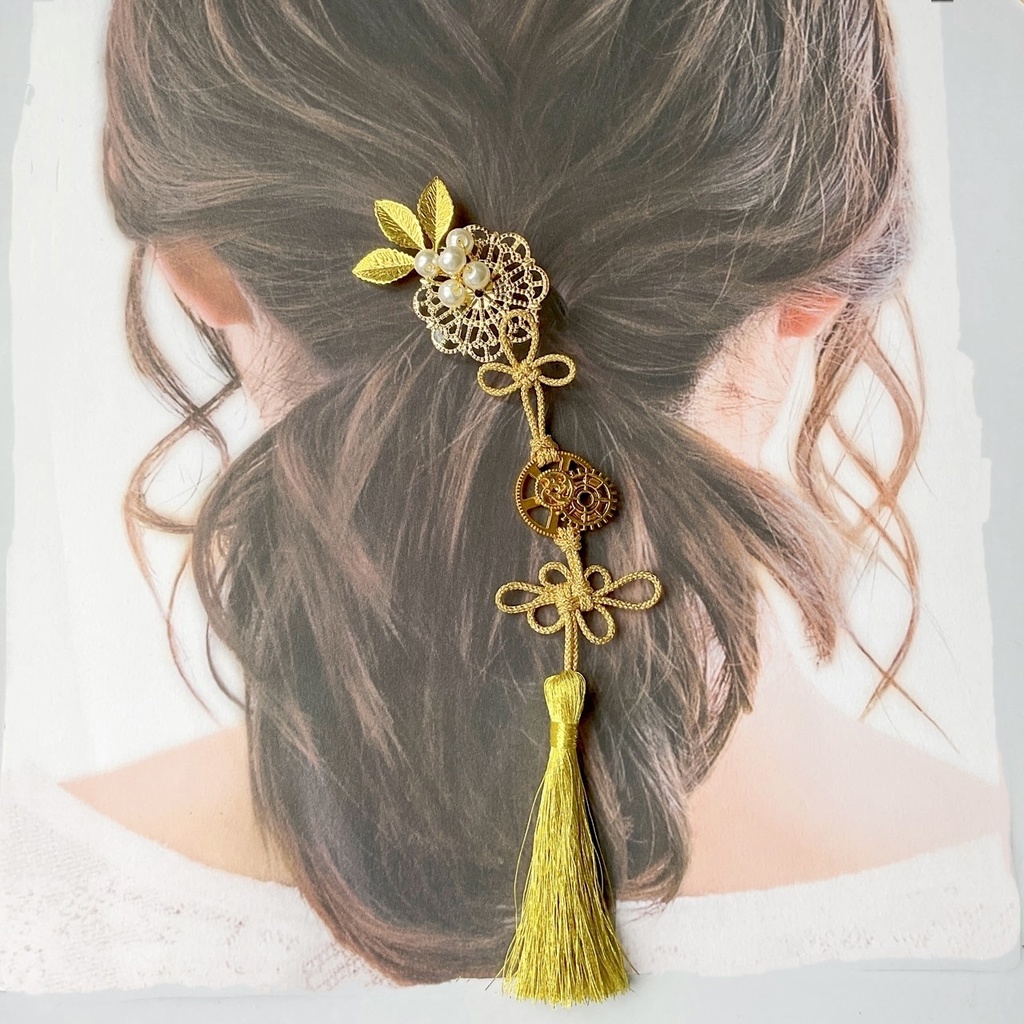 スチームパンク×シノワズリ バッグチャーム・キーホルダー・ポニーフック・Uピンかんざし