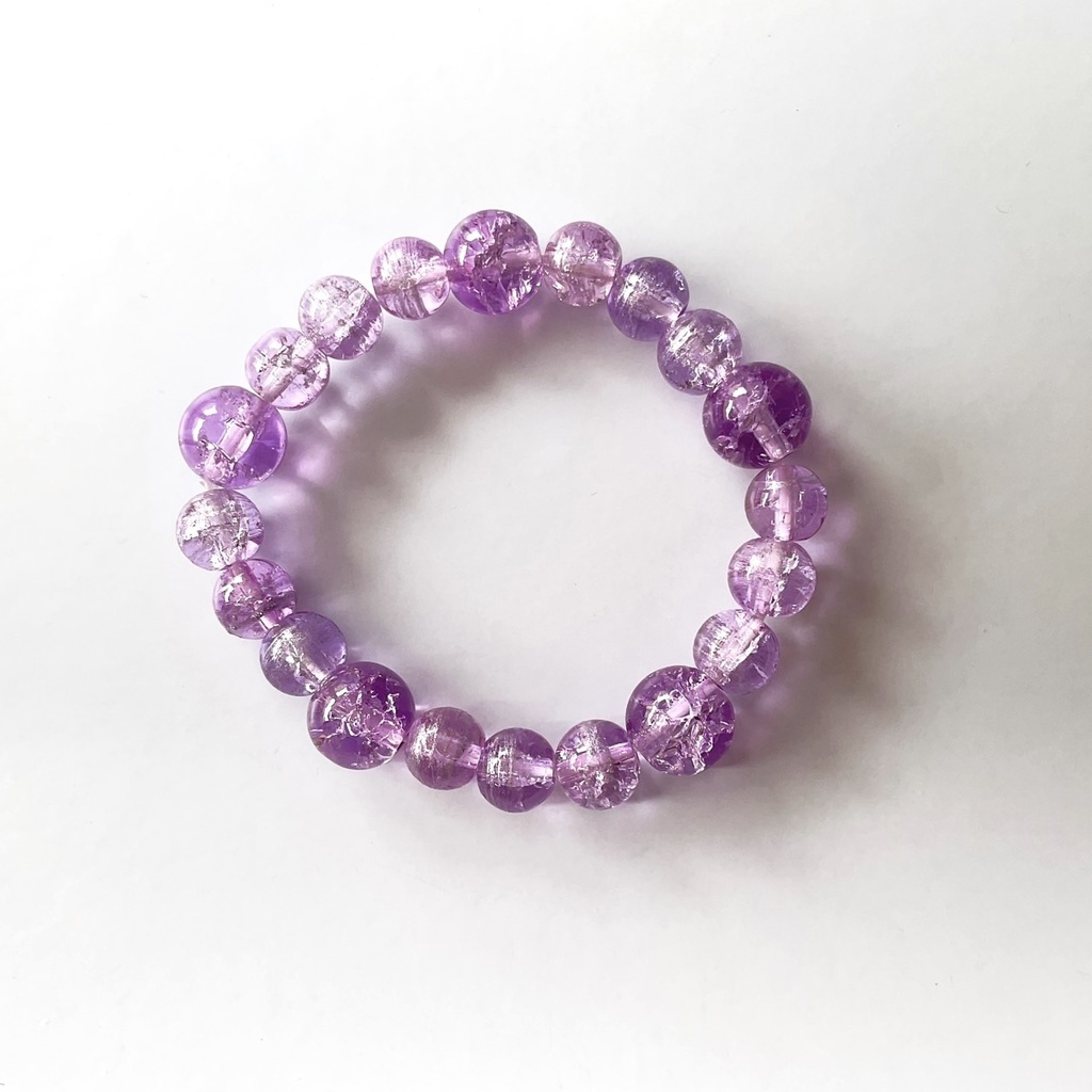 天然石風クラック ガラスビーズのブレスレット