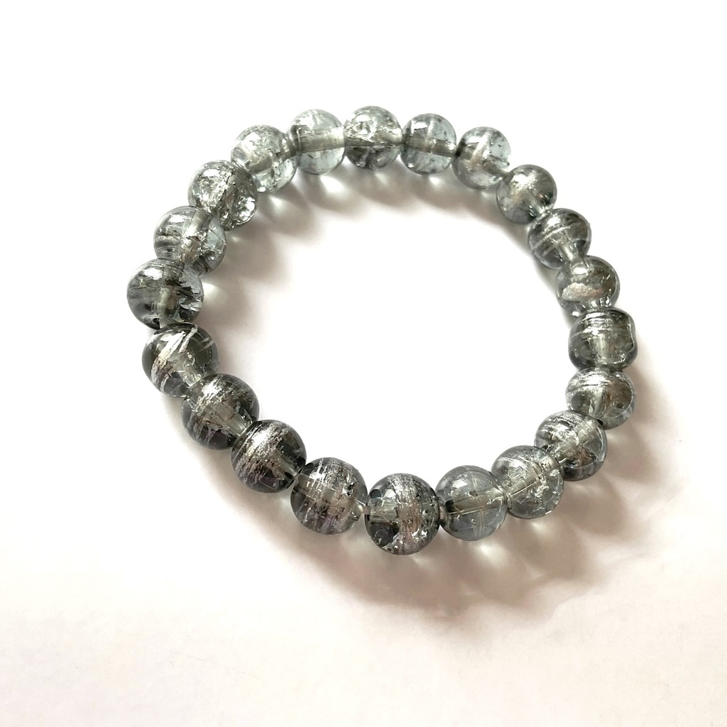 天然石風クラック ガラスビーズのブレスレット