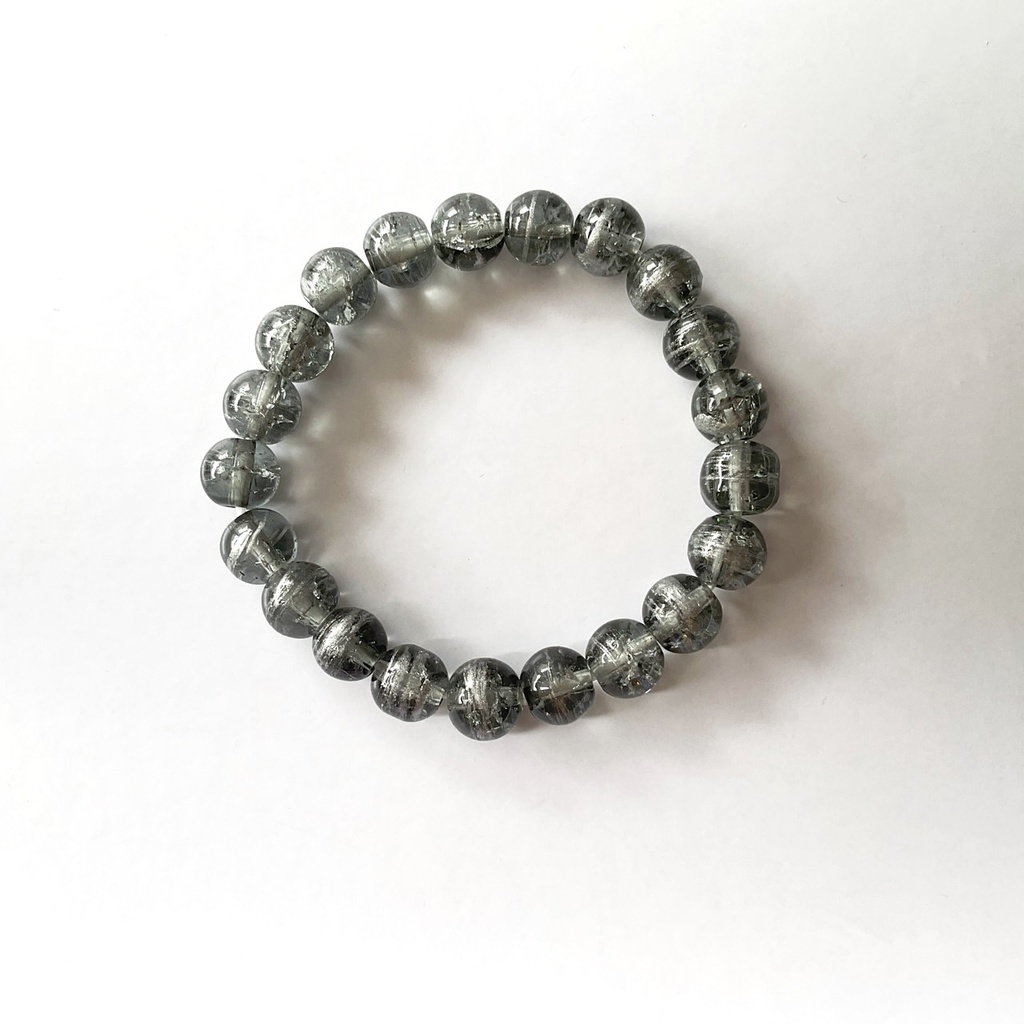 天然石風クラック ガラスビーズのブレスレット