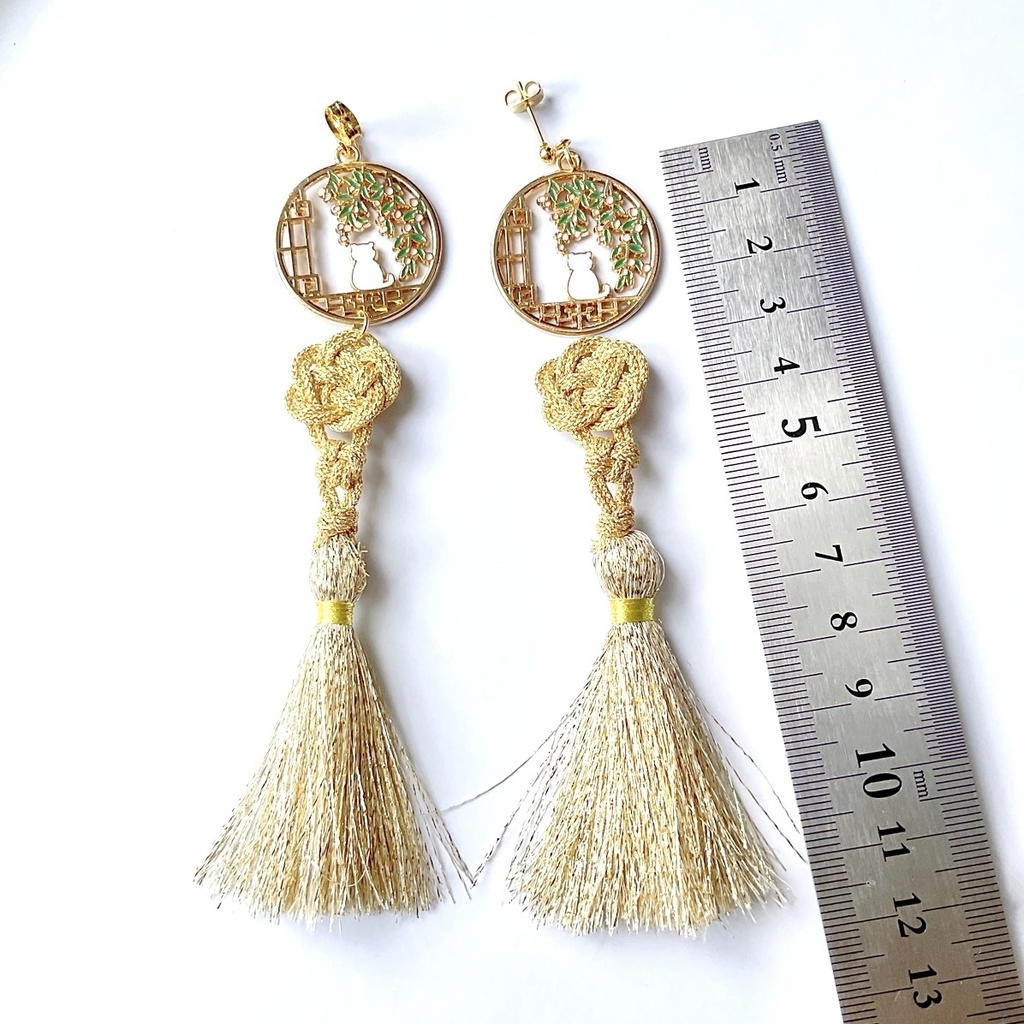 梅結びのアジアンピアス・イヤリング