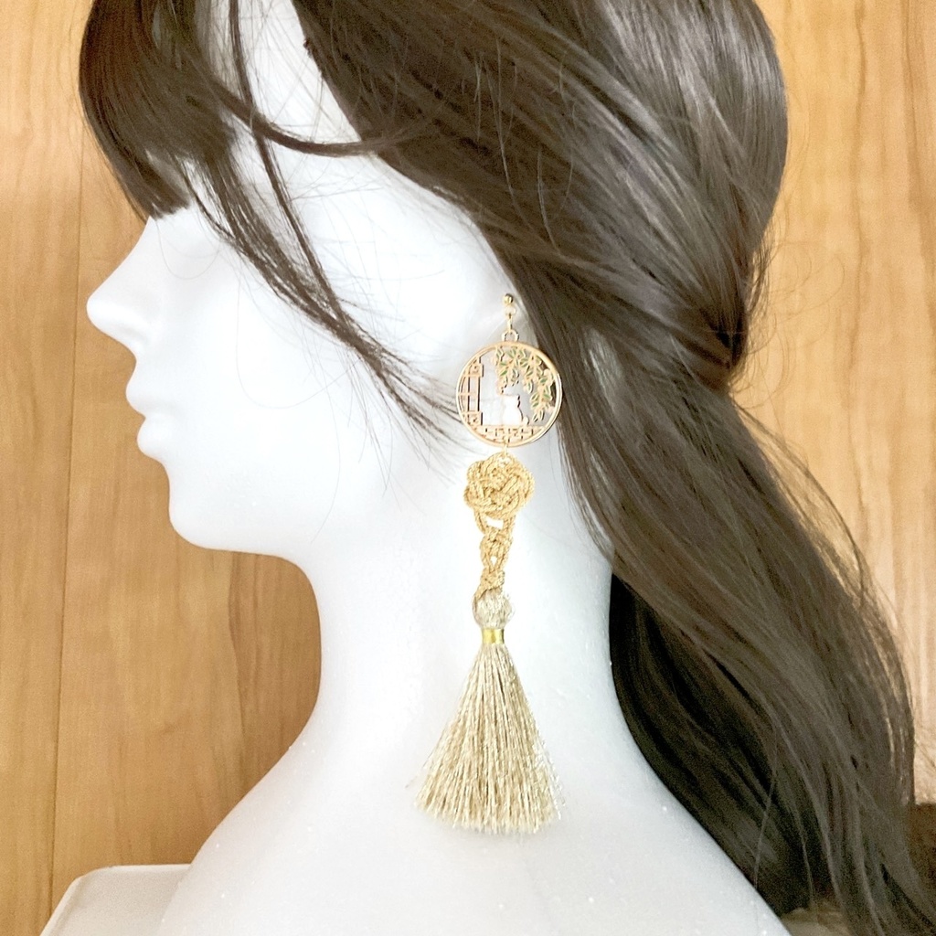 梅結びのアジアンピアス・イヤリング