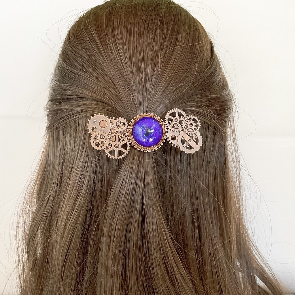 ドラゴンアイと歯車のヘアクリップ