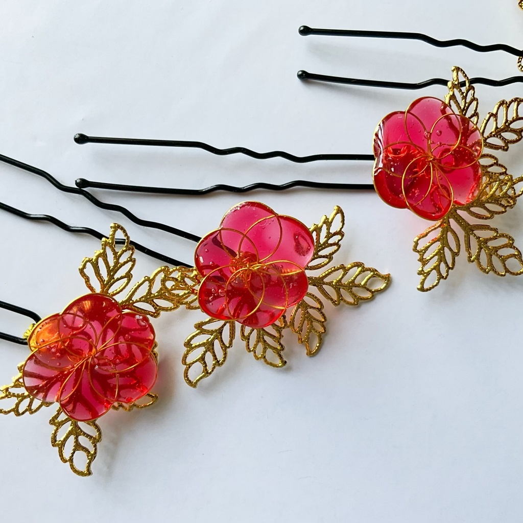 ディップアート お花のUピンかんざし