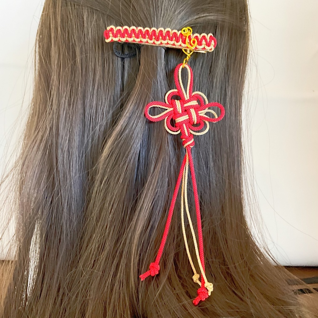 中華風ヘアクリップ 飾り結び