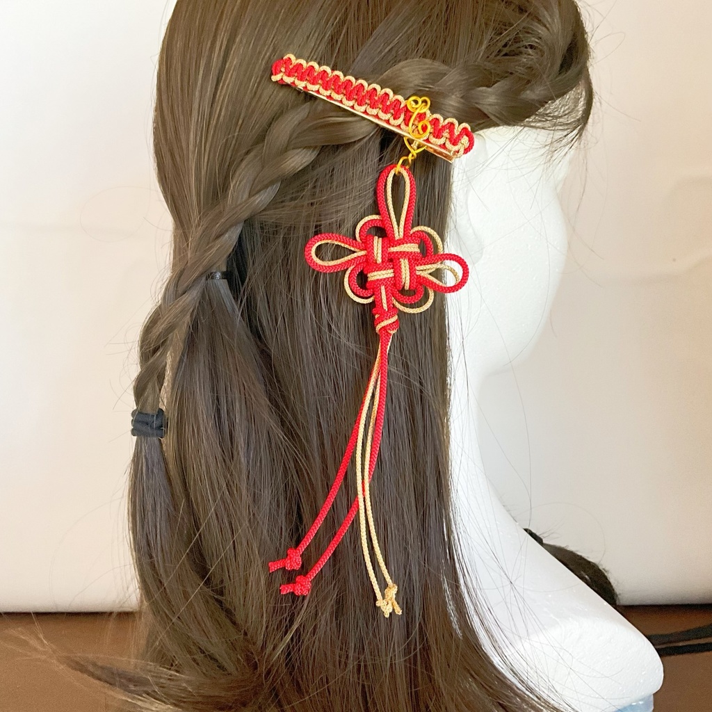 中華風ヘアクリップ 飾り結び