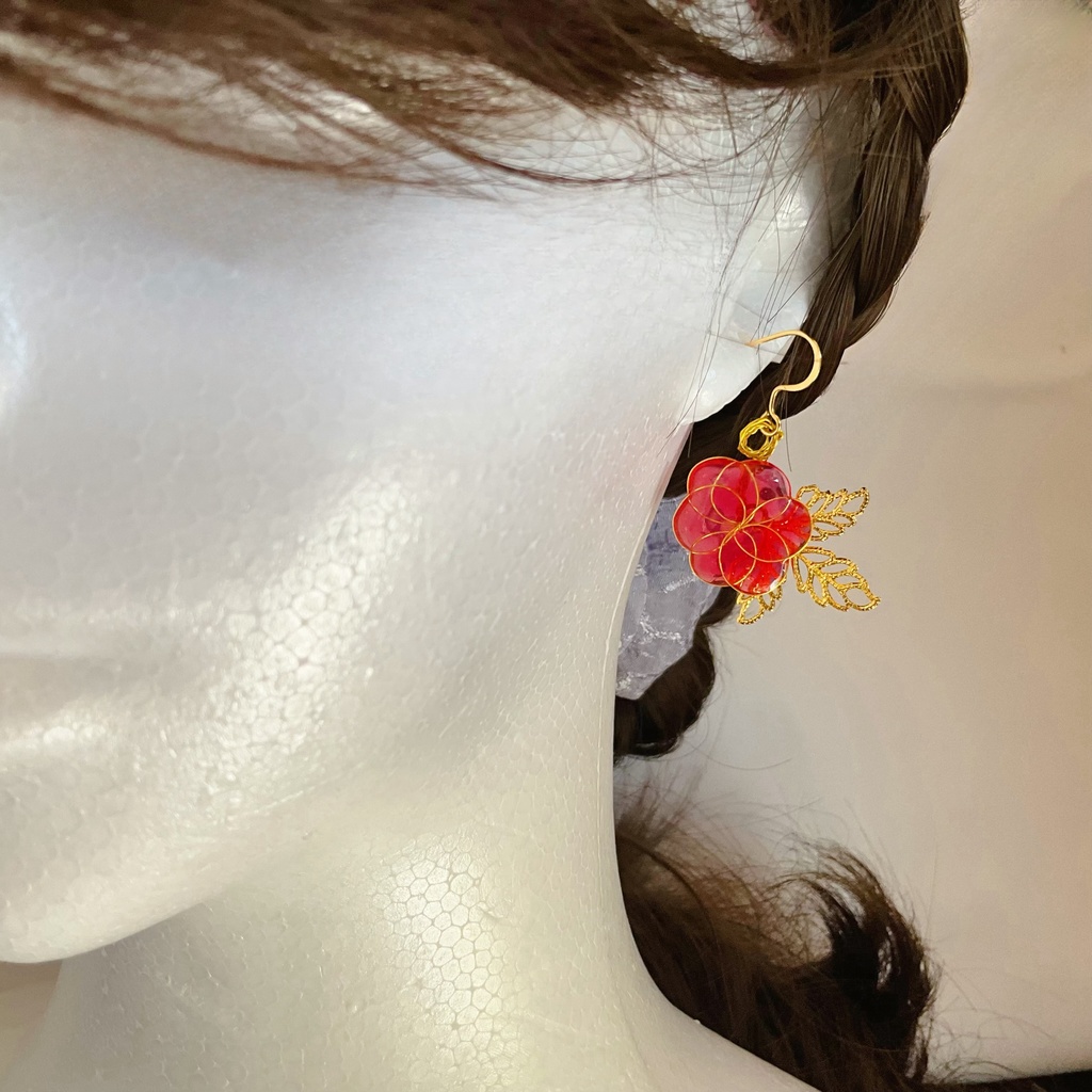 牡丹のピアス【イヤリング変更可】