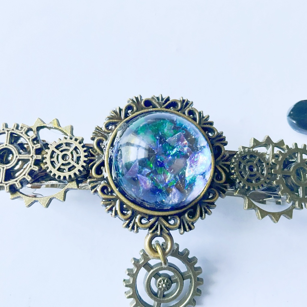 振り子時計 歯車のバレッタ