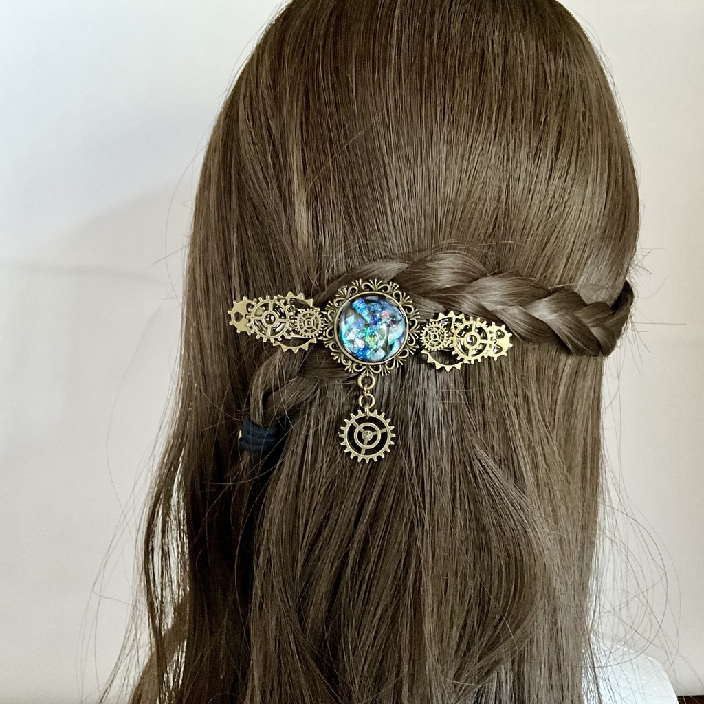 振り子時計 歯車のバレッタ