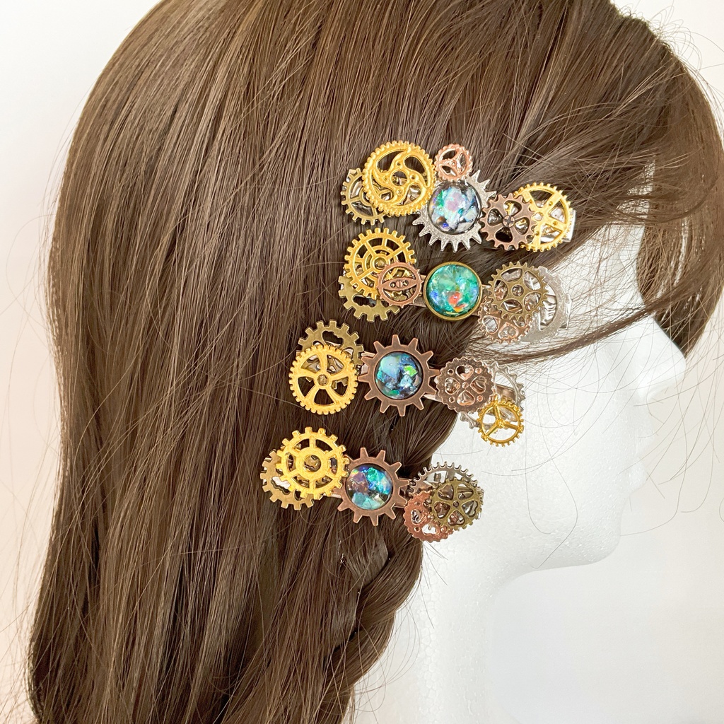 歯車のヘアクリップ