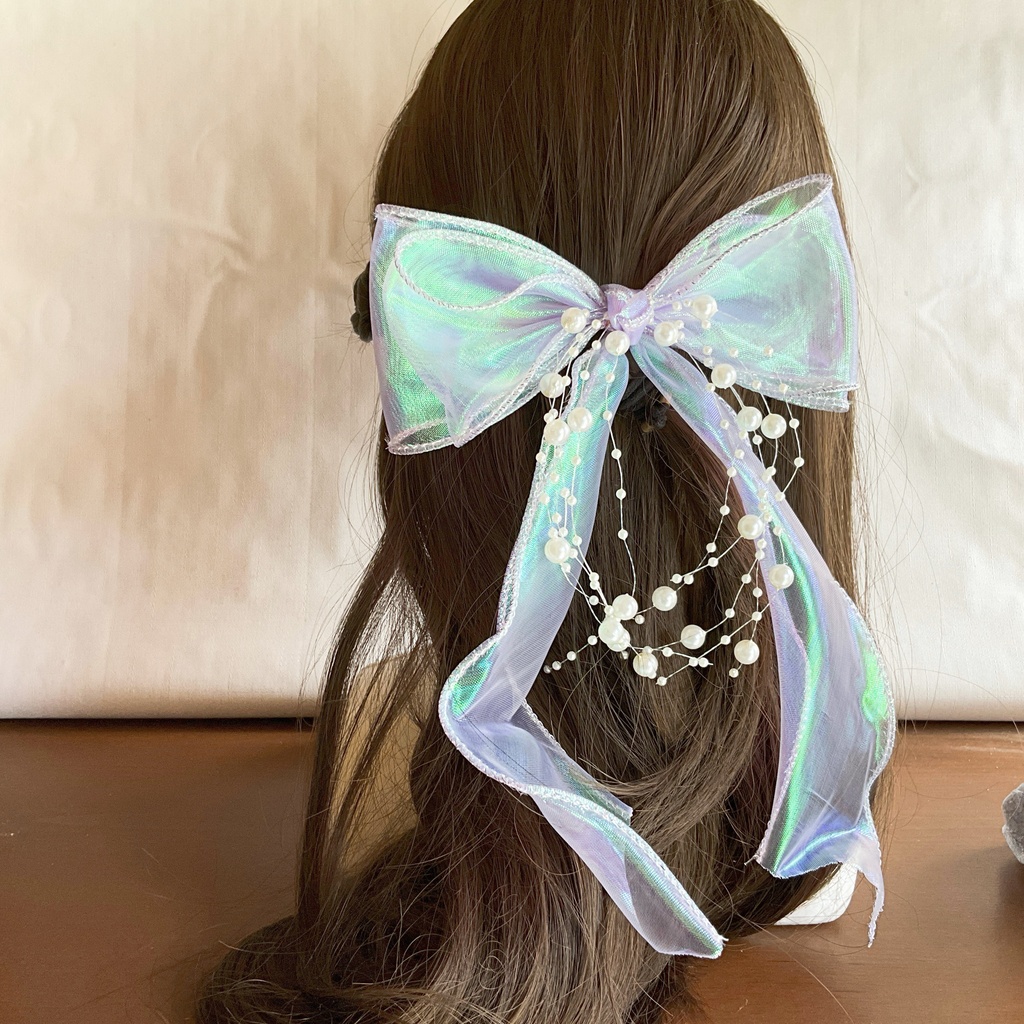 童話世界のバレッタ　偏光パープル　ヘアクリップ変更可
