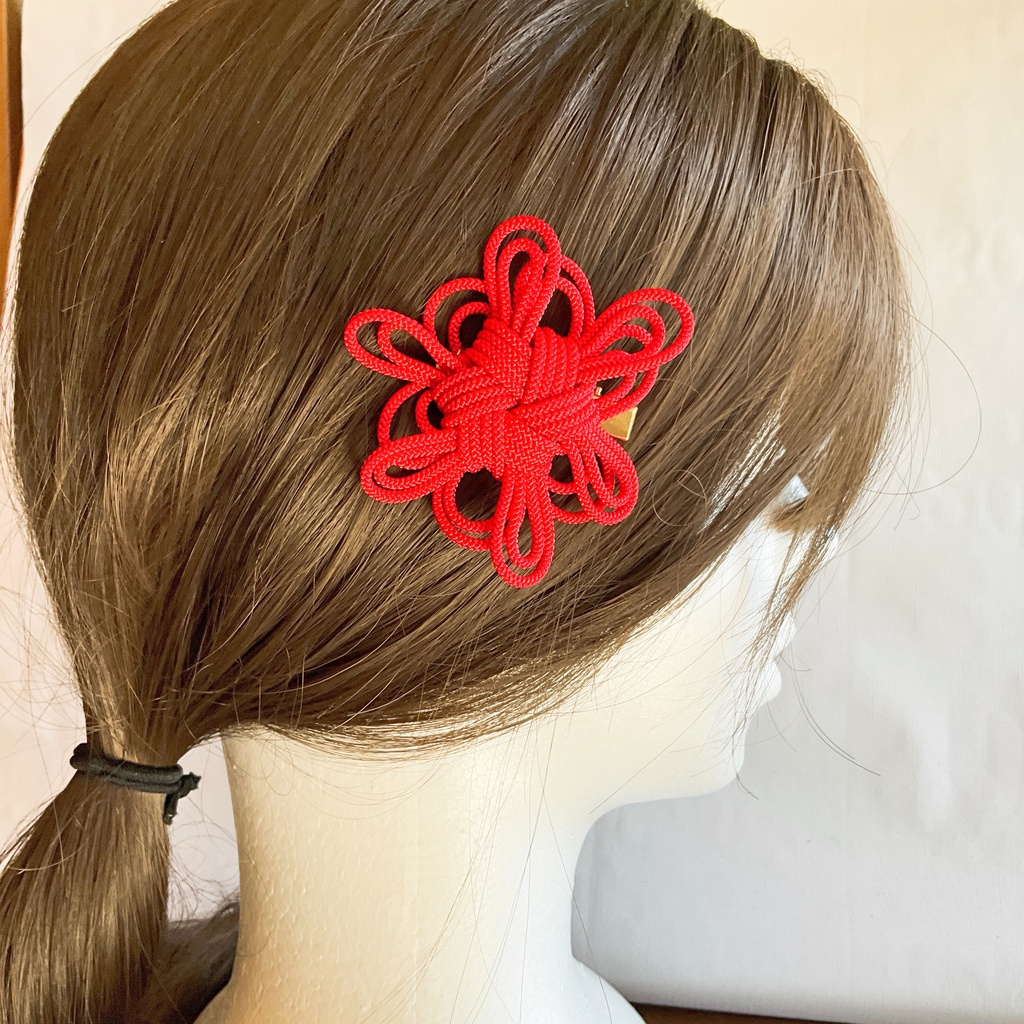 組紐の華やか結び ヘアクリップ|和モダン 大人かわいい 髪飾り