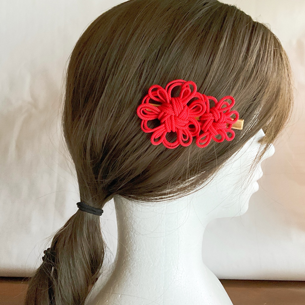 華やか組紐の和モダンヘアクリップ|彩り華飾り