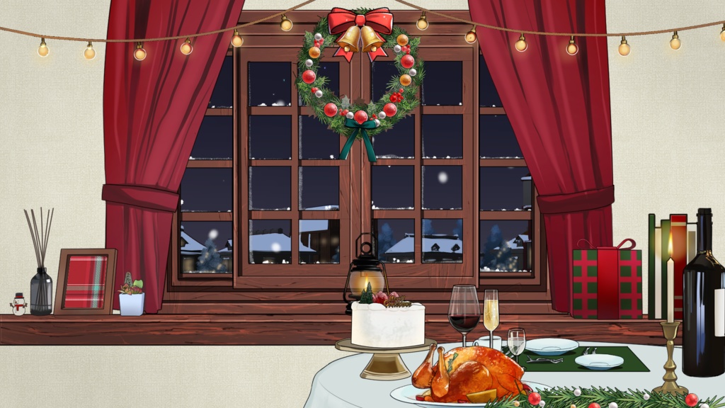 【温かい灯りと静かなクリスマス】アニメーション配信背景