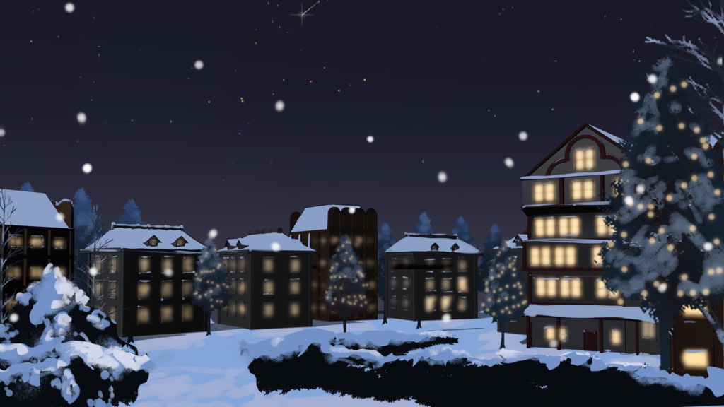 【温かい灯りと静かなクリスマス】アニメーション配信背景