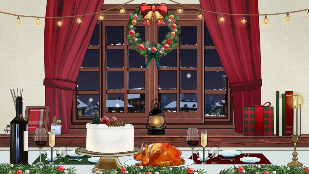 【温かい灯りと静かなクリスマス】アニメーション配信背景