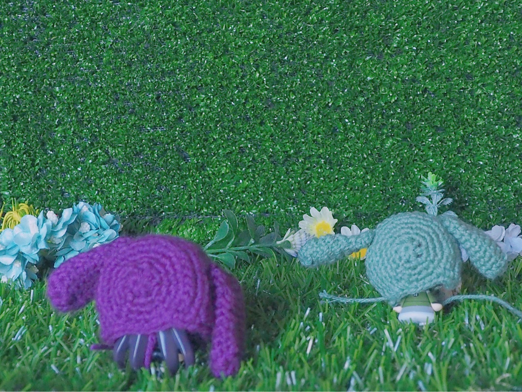 小さいうさみみ&お花ボンネット