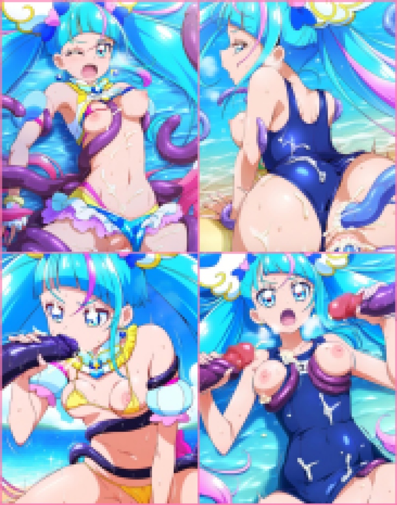 水着姿のスカイヒーローとビーチで色々なエチエチしまくるイラスト集約750枚ZIP