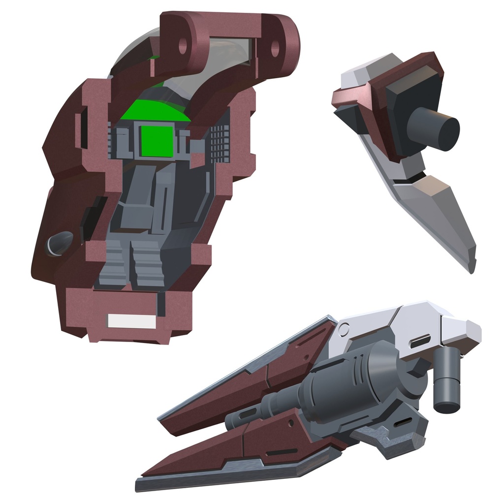 【3Dプリンター出力品】V-フライトユニット キャノピー、武器