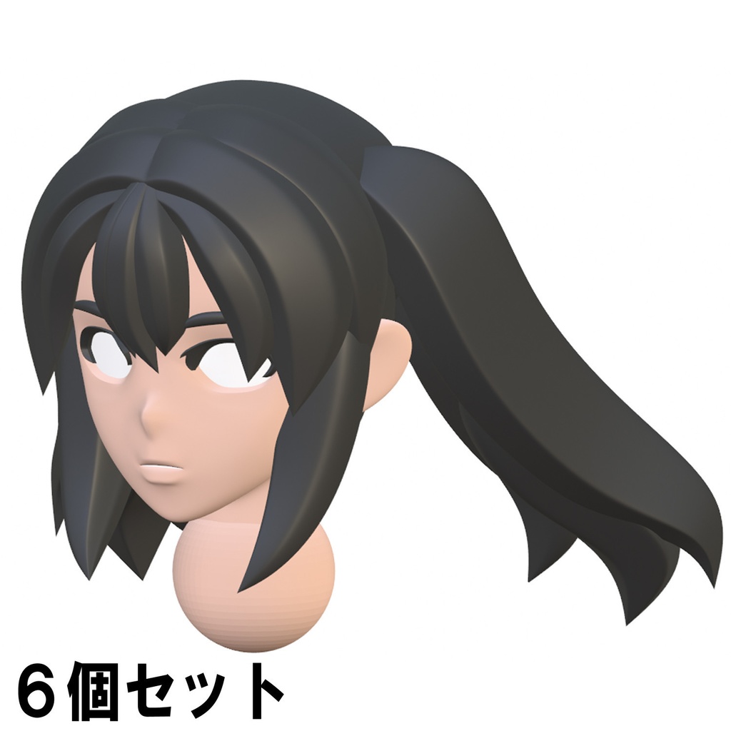 【3Dプリンター出力品】カスタム頭部パーツ 女性 ツインテール