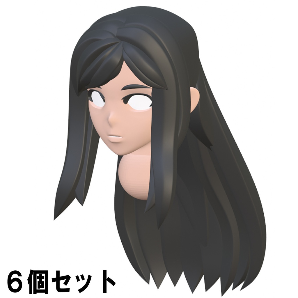 【3Dプリンター出力品】カスタム頭部パーツ 女性 ロングヘア