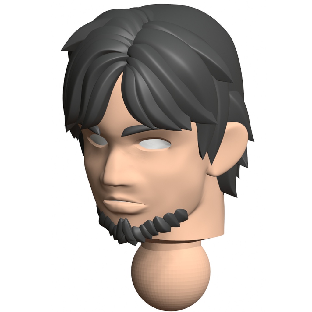 【3Dプリンター出力品】カスタム頭部パーツ　男性　ボサボサあごヒゲ