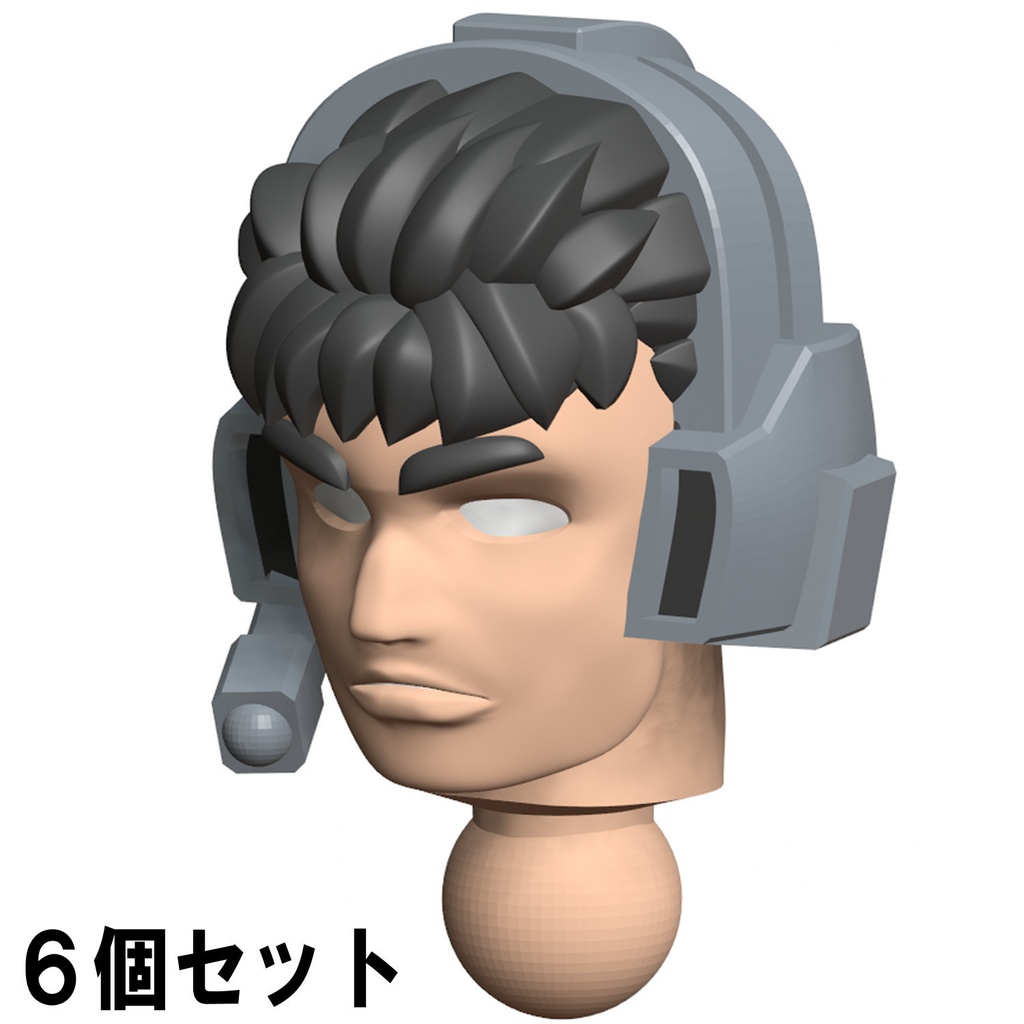 【3Dプリンター出力品】カスタム頭部パーツ 男性 若者B 短髪ヘッドセット