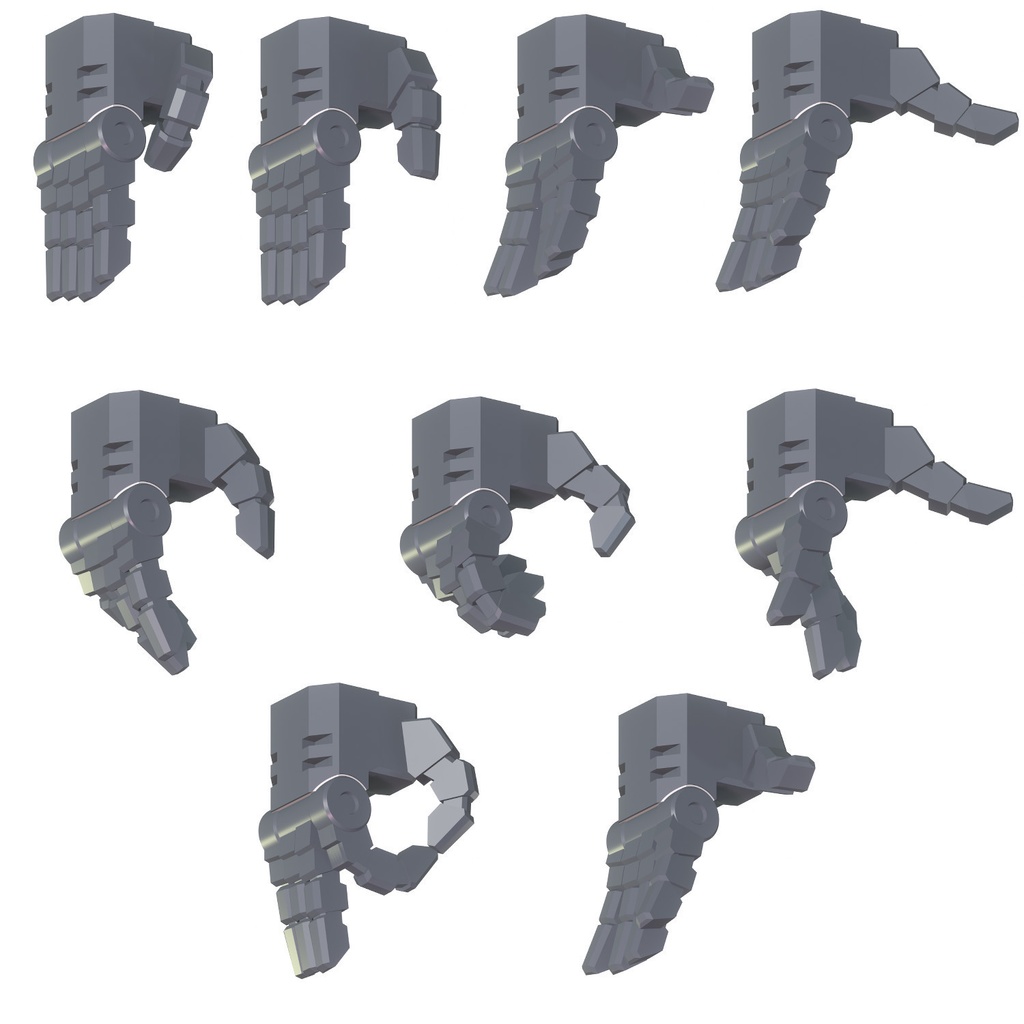 【3Dプリンター出力品】カスタムハンドパーツ 開き手9種セット